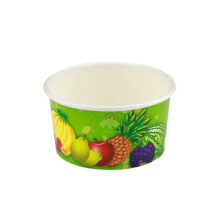 HAPPYPACK Custom Coloure Printing Wholesale Disposable High Quality Holiday Paper Cup 8oz PE/PLA Ice Cream Cup Free Samples