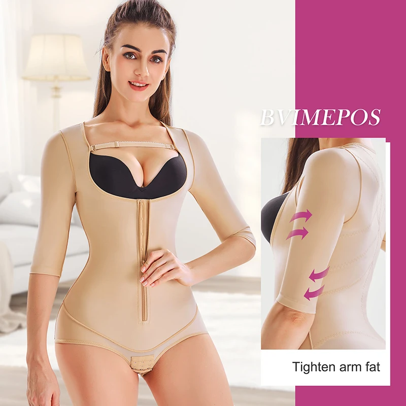 women bodysuit top detachable strap body shaper columbian fajas shapewear with zipper
