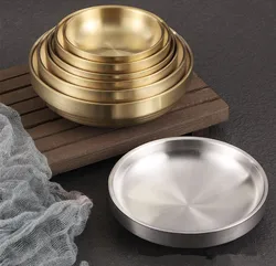 korean 201 304 stainless steel pickles sauce dishes round seasoning dishes