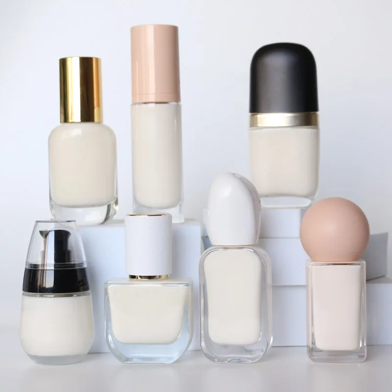 Оптовая продажа 30 мл бутылка для жидкого тонального стекла косметического масла стеклянная ухода за кожей/упаковка косметических бутылок