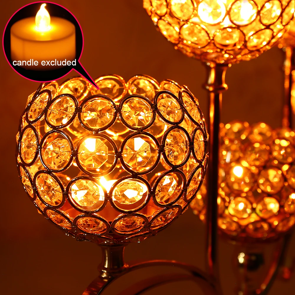 Whole Sales 5 arms Candelabra Metal Candlesticks Crystal Candle holders for Wedding Party Table Centerpieces for Home Decor