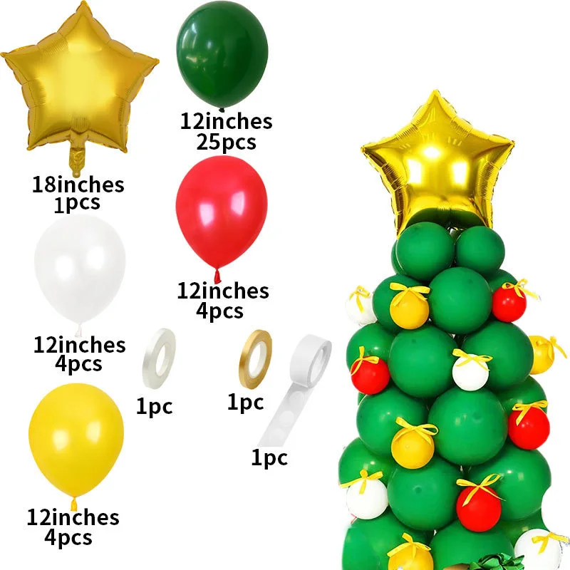 Best Selling Christmas Tree Ballon Column Balloon Set Pentagram Star Merry Christmas Mall Home Party Decoration Supplies