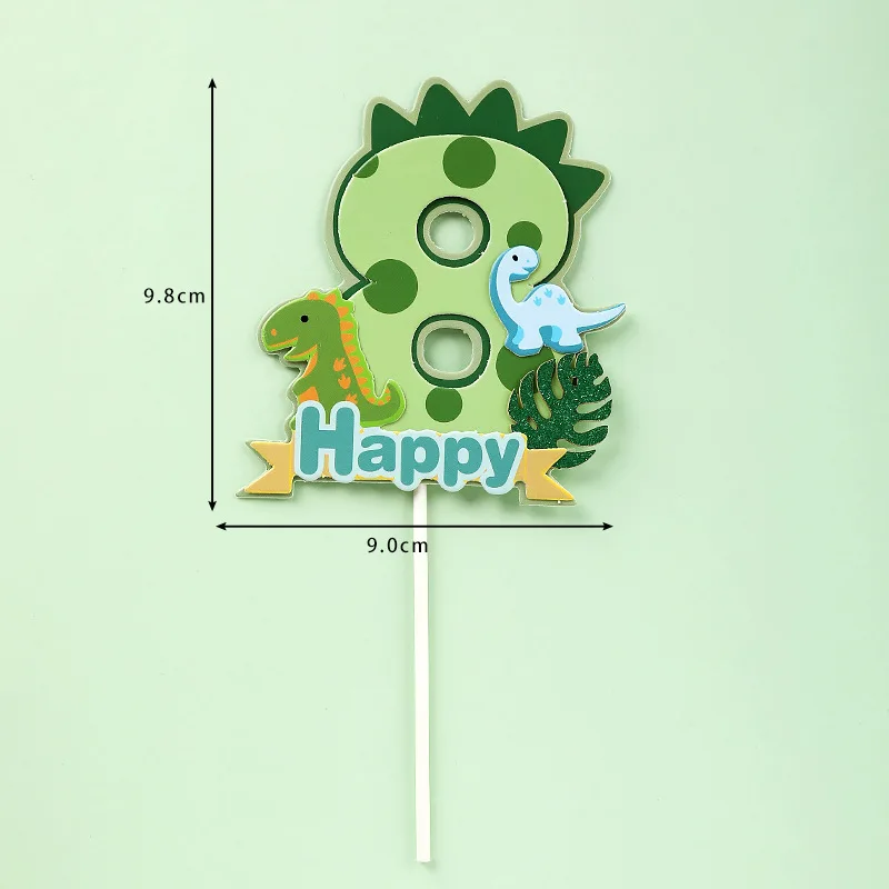Kids Cake Accessories Dinosaur Happy Birthdays Cake Topper Cartoon Number Animal Cake Paper Top