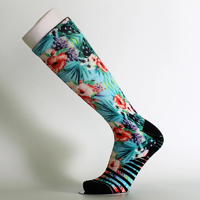 15-20mmhg print floral custom logo black bottom compression socks men