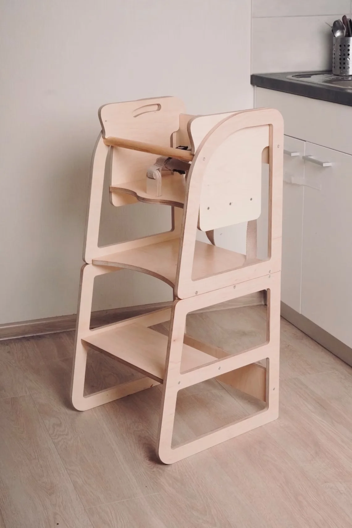 Wooden Learning Tower Foldable Simple Tower Step Stool Kitchen Helper Learning Tower High Chair For Kids