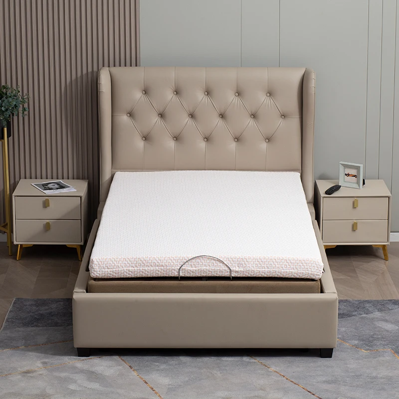 Slat Wooden Electric Adjustable Bed with Frame