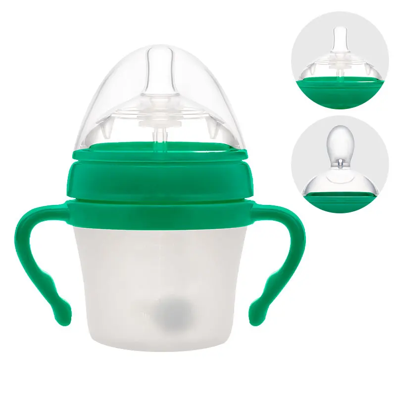 BPA Free Clear Plastic Baby Nursing Bottle Slow Flow Breast-Like Teat 0 Months+ Baby Silicone Feeding Nipple Milk Bottle