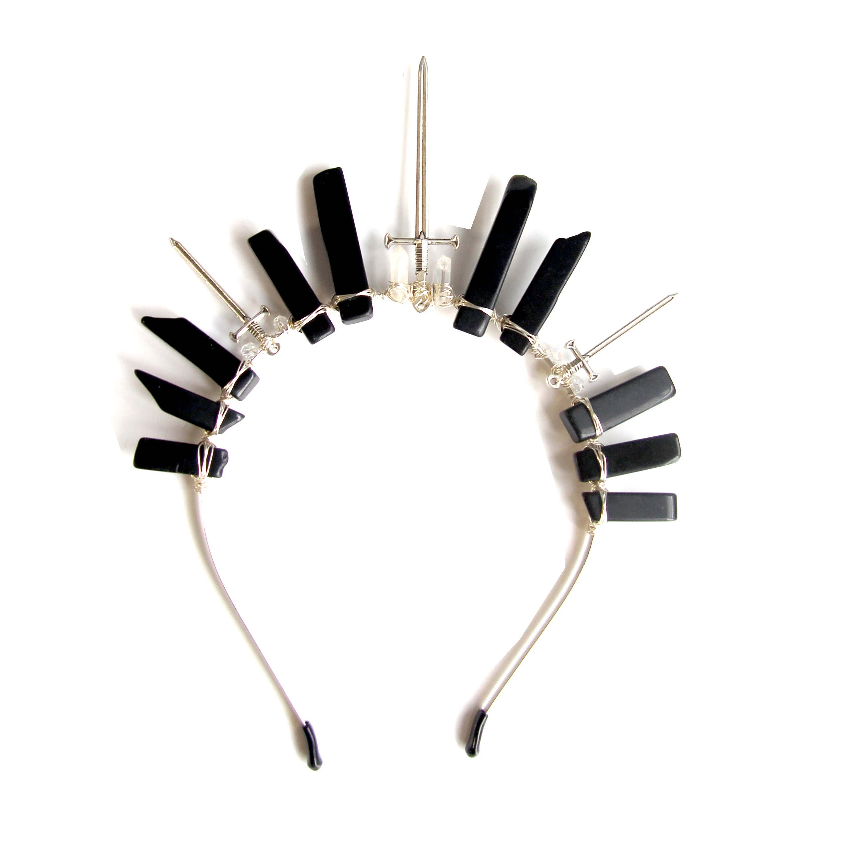 Ladies holiday gift crystal headband luxury wedding ancient sword crown bride headdress hairbin hairband