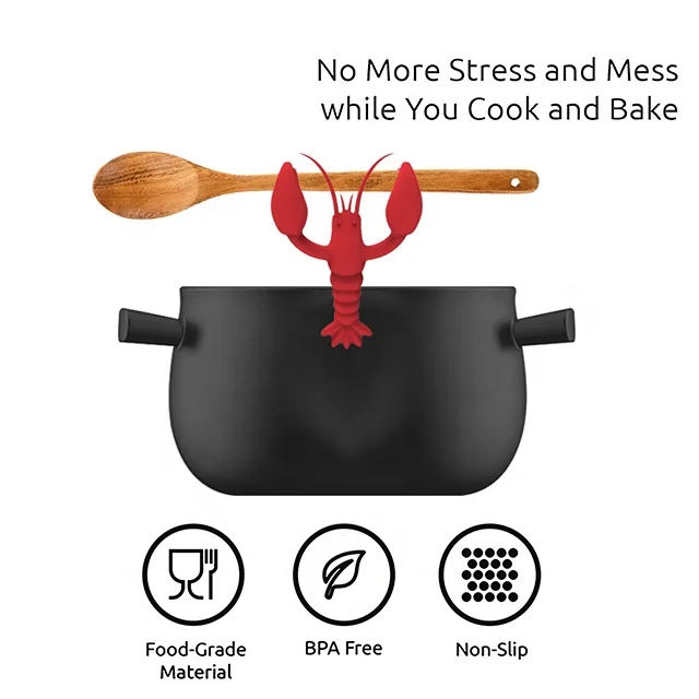 Lobster Spoon Rest Holder Silicone Spoon Rest Cooking Utensils Kitchen Pot Grill Utensil Holder Kitchen Spoon Holder
