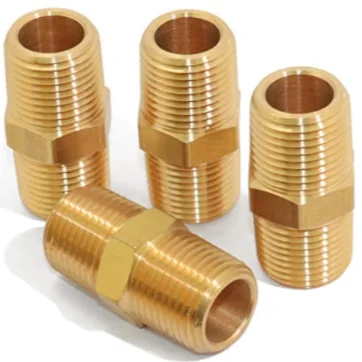 3/8 NPT Male Solid Brass Hex Nipples Equal Brass Pipe Adapter
