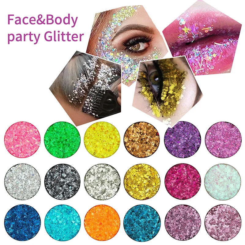 OEM Pearlescent Eyeshadow Pallet Glitter Body Face Art Loose Sequins Diamond Jewels Rhinestones Makeup Waterproof Shimmer Party