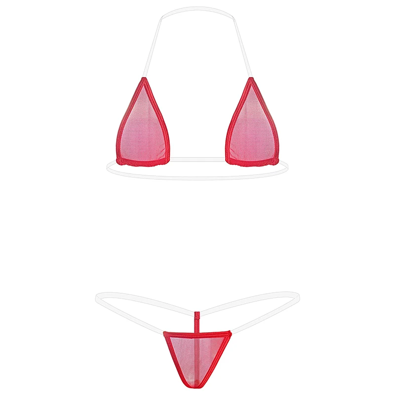 Custom Luxury Swimwear Women Sexy See Through Mini Micro Bra Sheer String Bikini Beachwear 2 Piece Set