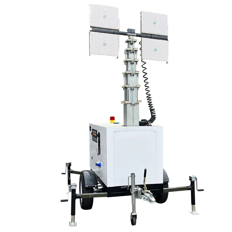 High Quality HMF969L 20KVA Diesel Generator Trailer Night Light Tower Increase Brightness Lighting Tool Hydraulic Lighthouse