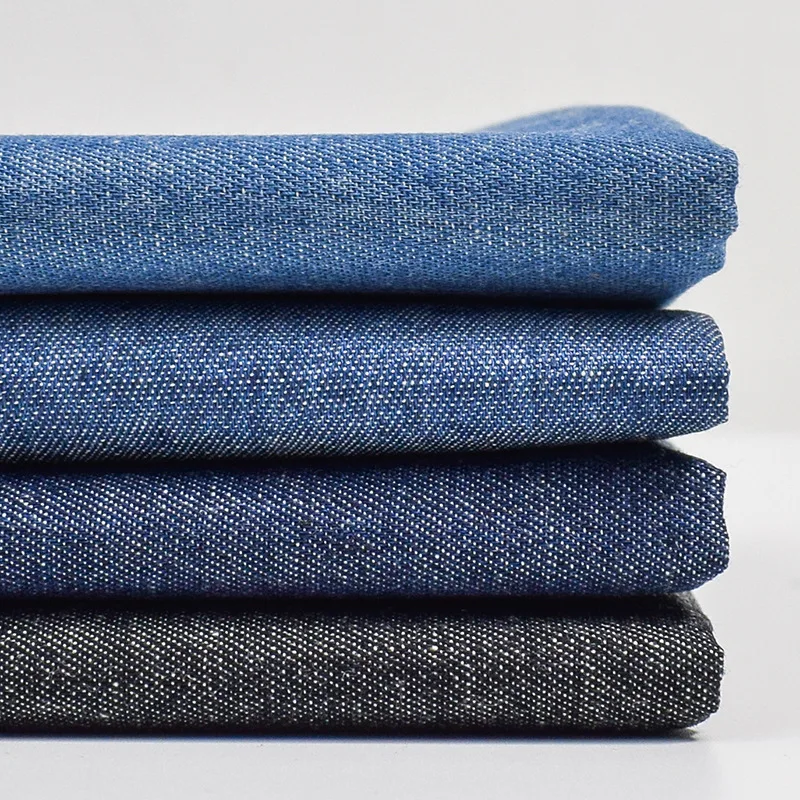 Factory wholesale twill woven 100% cotton 32S 4.5 oz washed denim shirt fabric