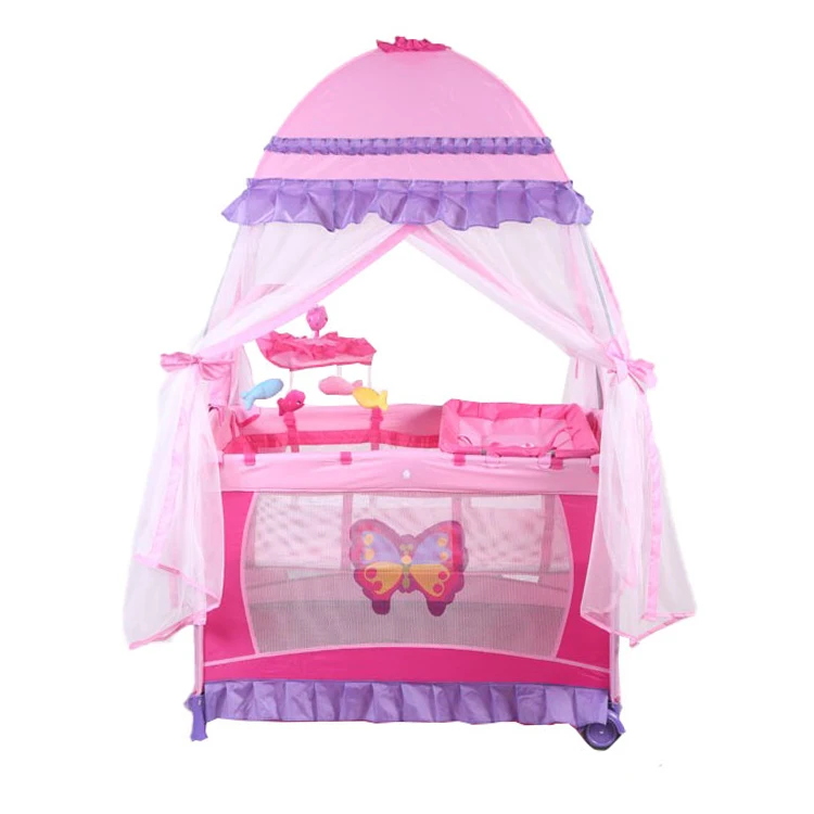 Wholesale Products Toddler Folding Cot Camas Para Ninas Crib Bed Baby Girl Portable Folding Baby Bed With Net Mosquito
