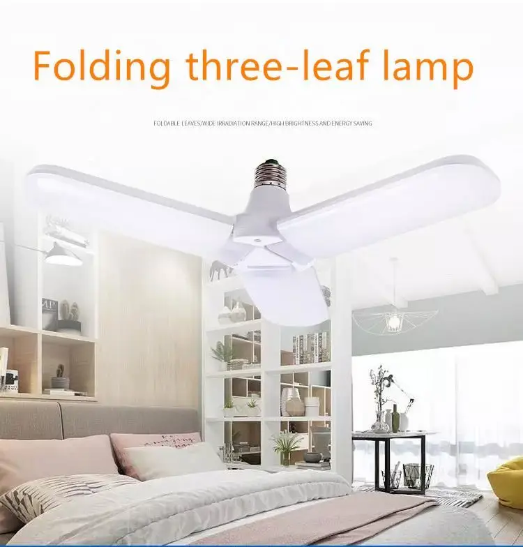 E27 Led Light 30W 40W 45W 60W 220V Ceiling Adjustable Foldable Football Led 3 4 5 Leaf Lamp Ampoule Fan Blade Led Bulb,Led Light