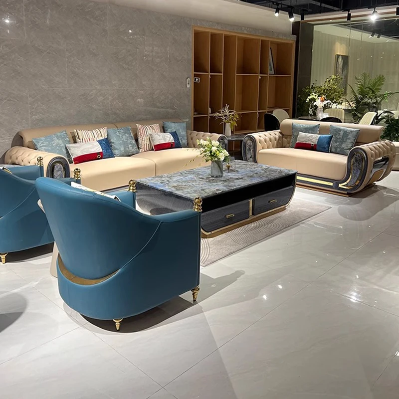 Italian style light luxury high-end texture leather office sofa multi-functional combination officehave furniture Office sofa