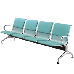 Luxury Barber Shop Medical Stainless Steel 3 Seats Office Public Waiting Bench Chair