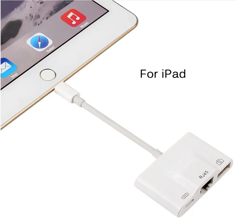 3 in 1 LRU301 USB OTG Adapter 8pin Connecter Ethernet RJ45 Camera reader Converter for ios iphone ipad laptop