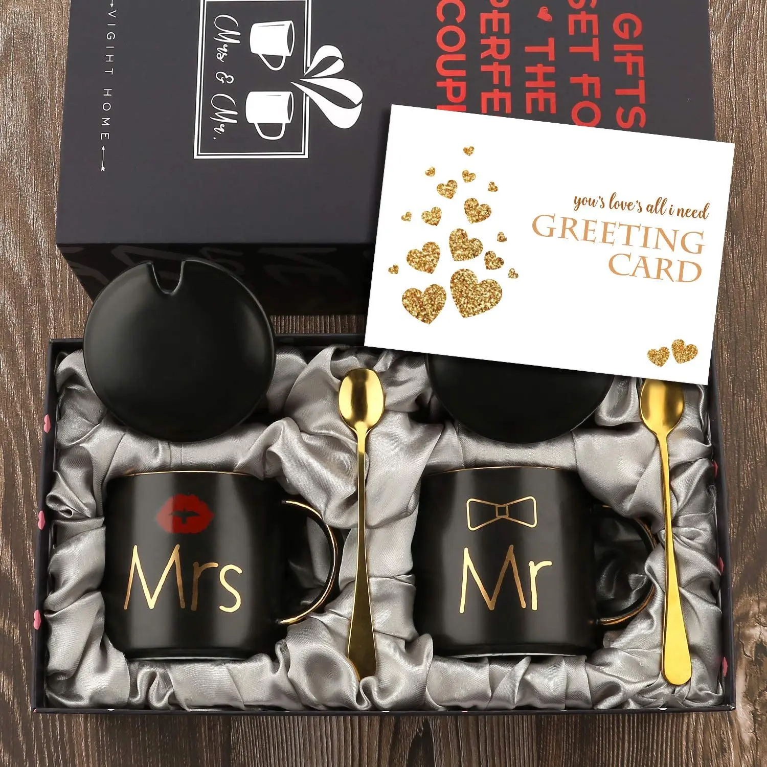 High Quality Black Mr and Mrs Coffee Mugs Cups Gift Set Ceramic Coffee Mug