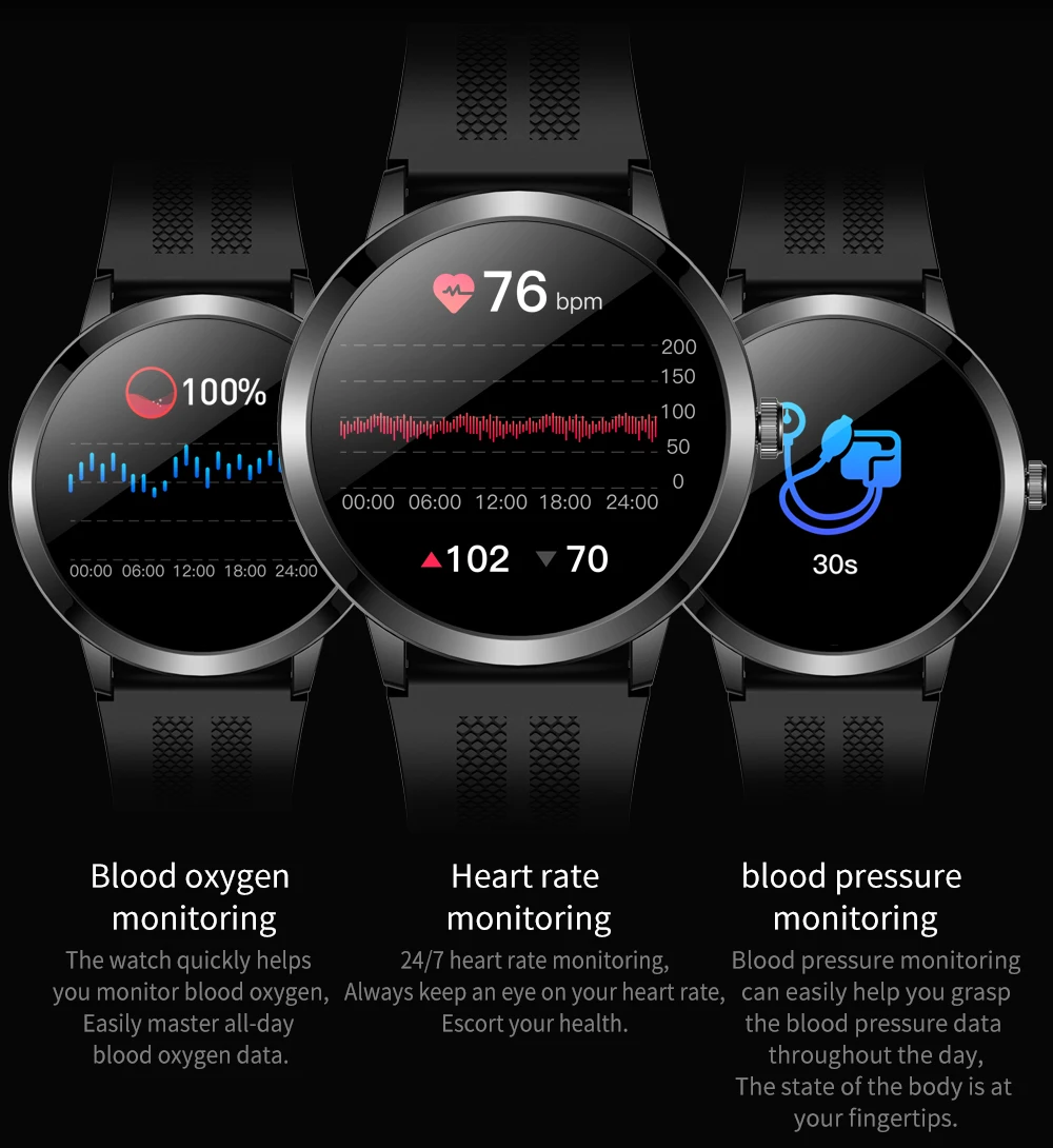 Sport T6 Wrist Round Screen Watch Reloj Smart Watch T6 1.32Inch Smartwatch For Men Women