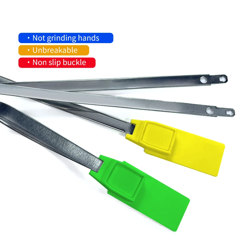 Self-lock Metal Insert Seal Pull Tight Strap with Printing Flat Head Numbered Strip