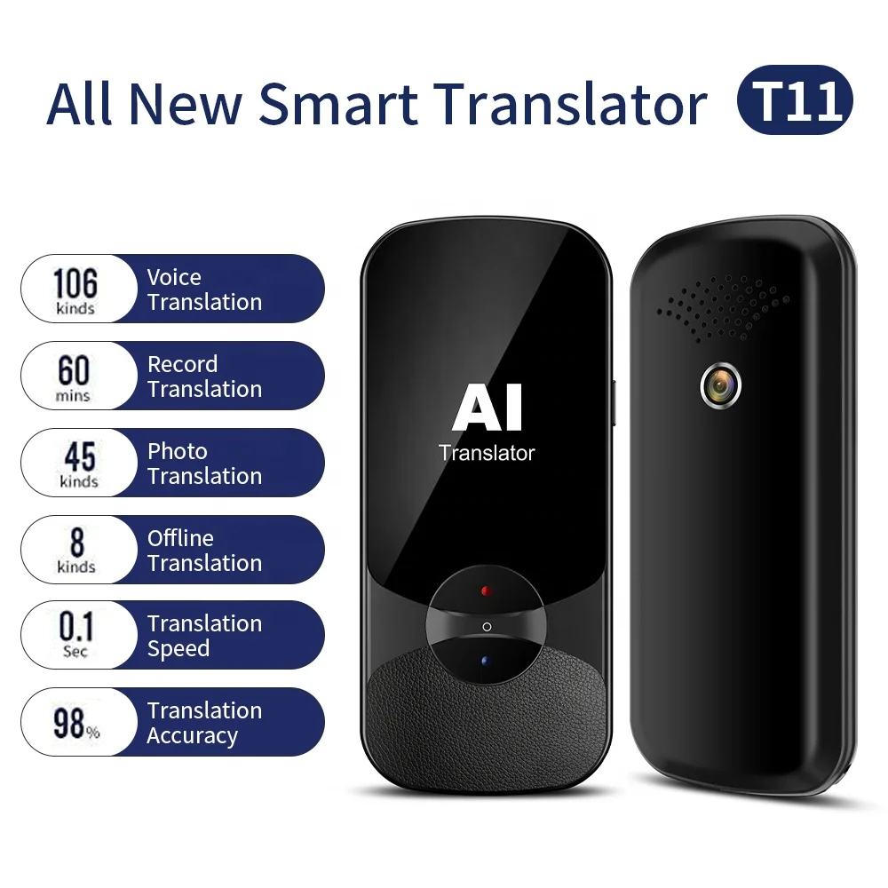 2022 Newest 106 Online Languages Translation Device Customized Design AI Voice Translator Vormor T11 Instant Smart Translator