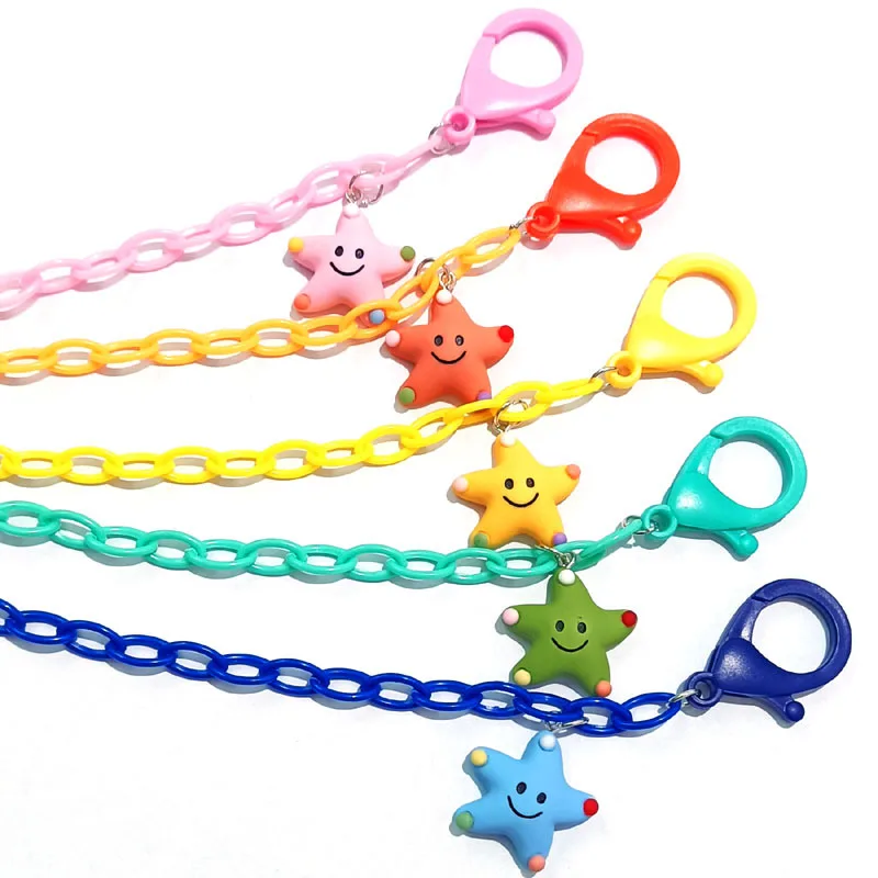 Ожерелье из акриловой маски для лица карамельных цветов подвеска в виде звезды цепочка на шнурок очков с маскировкой