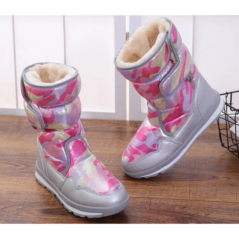 Детские зимние ботинки, ботинки для мальчиков и девочек для взрослых, утепленная бархатная водонепроницаемая обувь, Нескользящие полуботинки