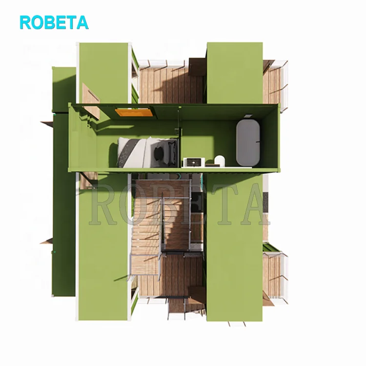 Двухспальный сборный контейнерный дом маленький с туалетом ванной и кухней