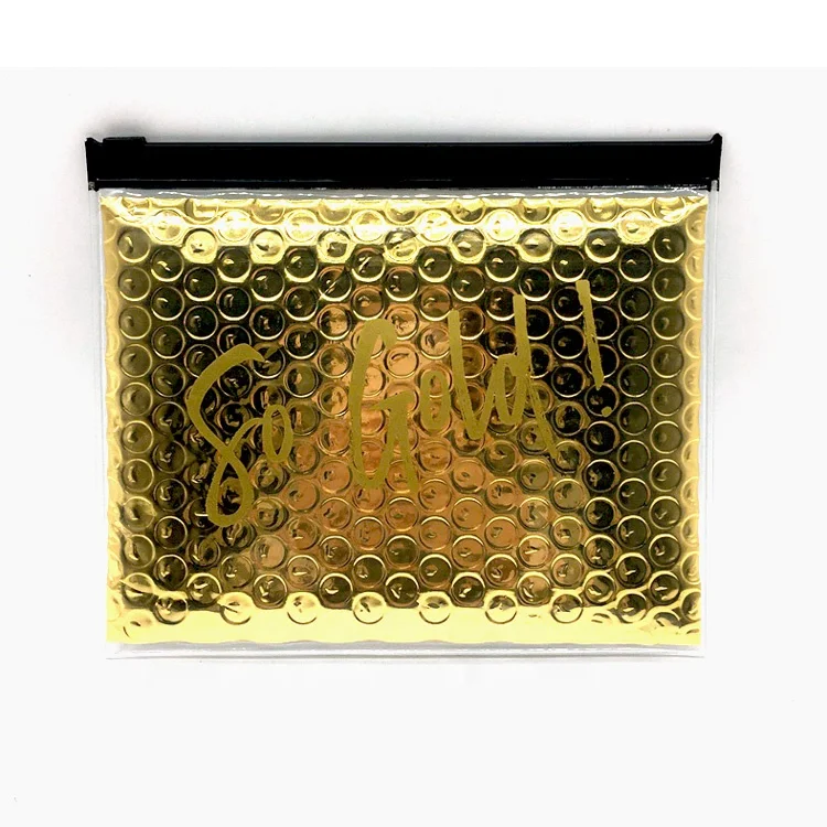 
New arrival customized EVA zipper pouch bag with gold bubble 