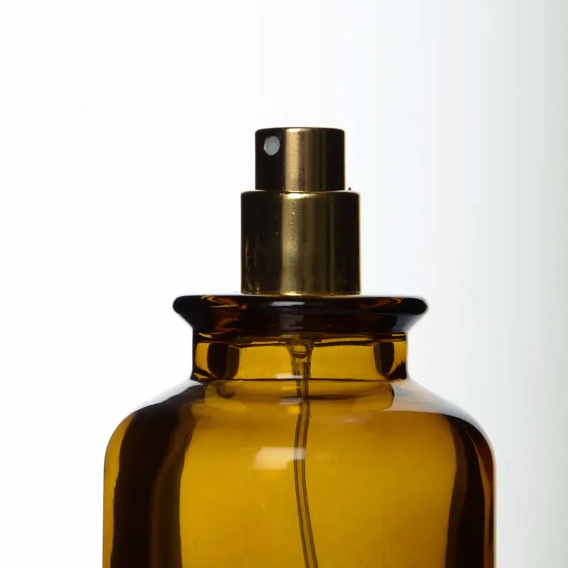 Amber Bottle 30ml 50ml 100ml Round Glass Empty Perfume Bottle With Wood Ball Lid