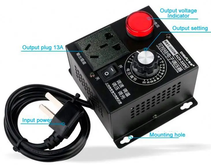 Контрольный тиристорный электронный регулятор вольтажности 4000W AC220V входного сигнала 0-220V ручной регулировки выходной 20 00 напряжения понижающего