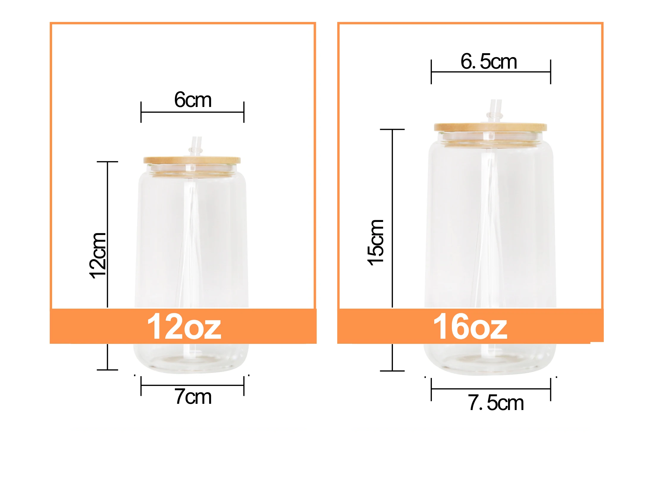 US warehouse sublimation glass can 12oz 16oz  juice iced coffee soda shaped coke beer glass can with bamboo lid