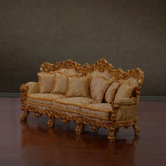 Living room furniture European style luxury 1+2+3+4 leather/fabric sofa palace villa solid wood carved sofa set
