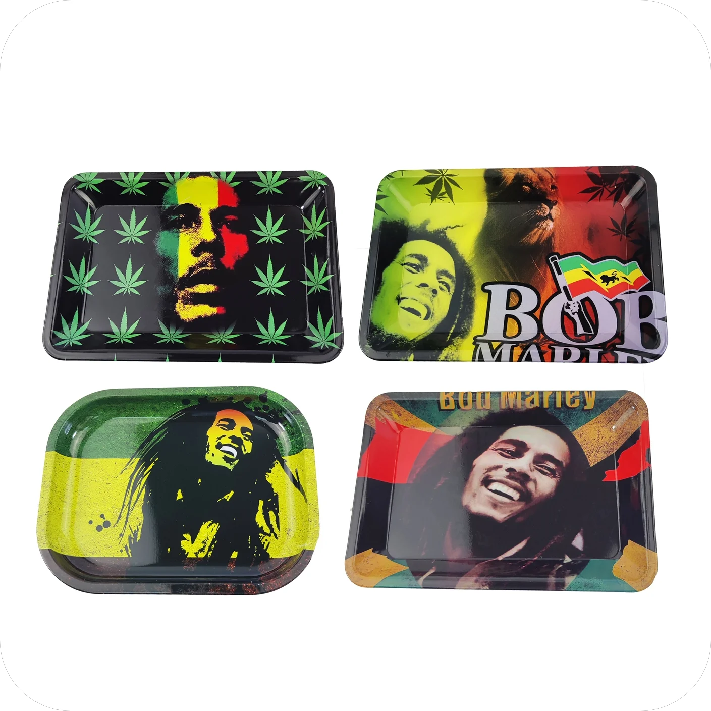Custom Smoking Rolling Tray Ash Tray Metal Silicone Luminous Colorful OME Printed Logo