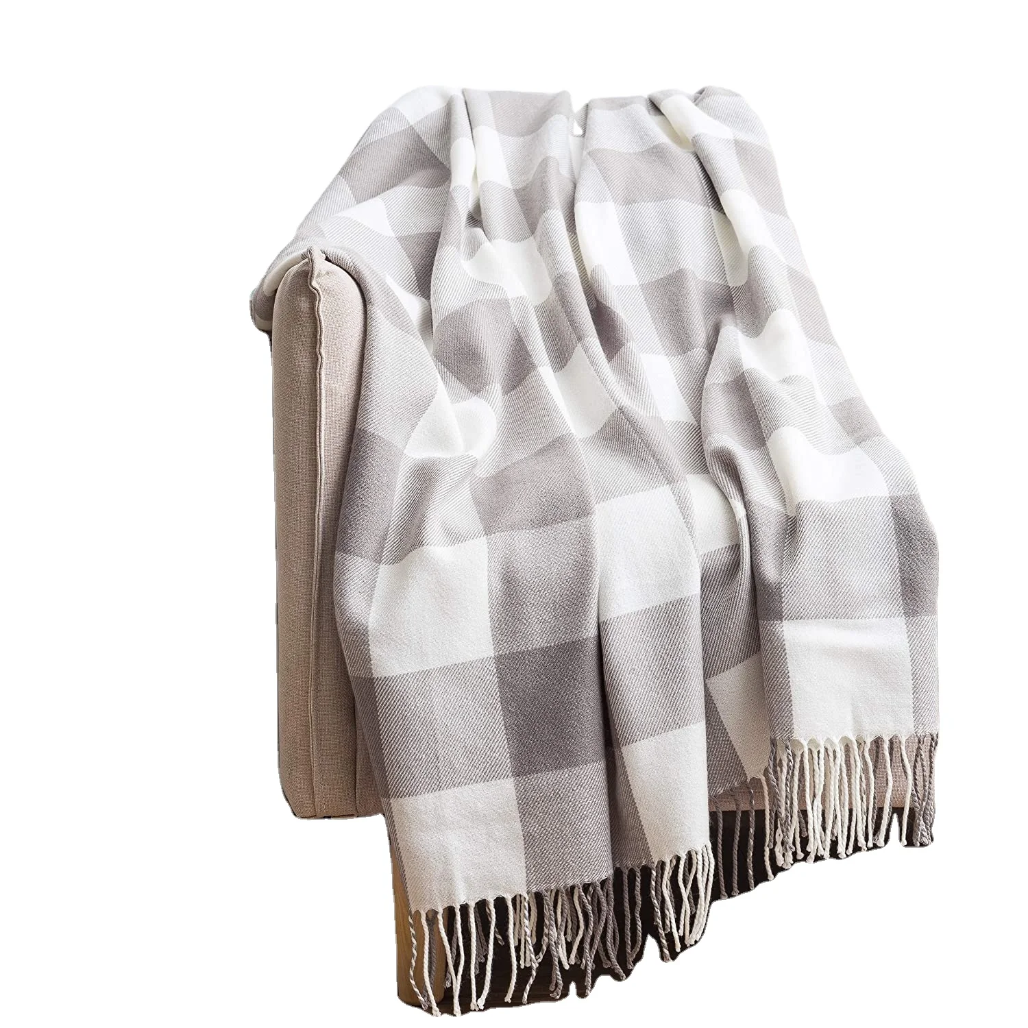 grey plaid throw blanket  for winter