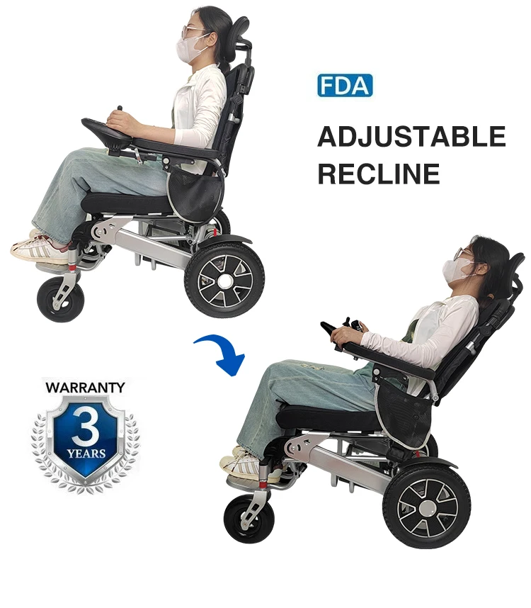 Best-selling aluminum alloy disabled elderly high back can be supine portable folding wheelchair electric wheels