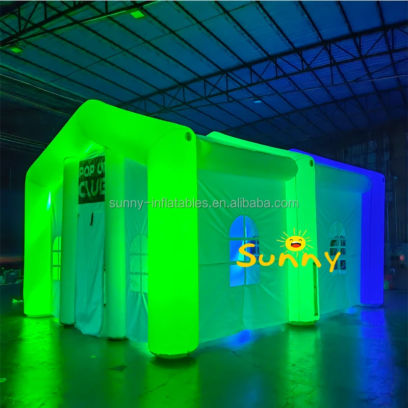 Customized Portable Inflatable-nightclub With Lights White Inflatable Nightclub Light Tent