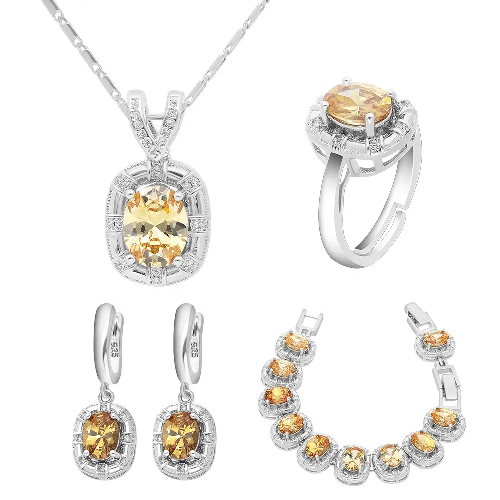 Brass Wholesale China Fashion Woman Wedding 925 sterling silver jewelry Bridal Jewelry Set