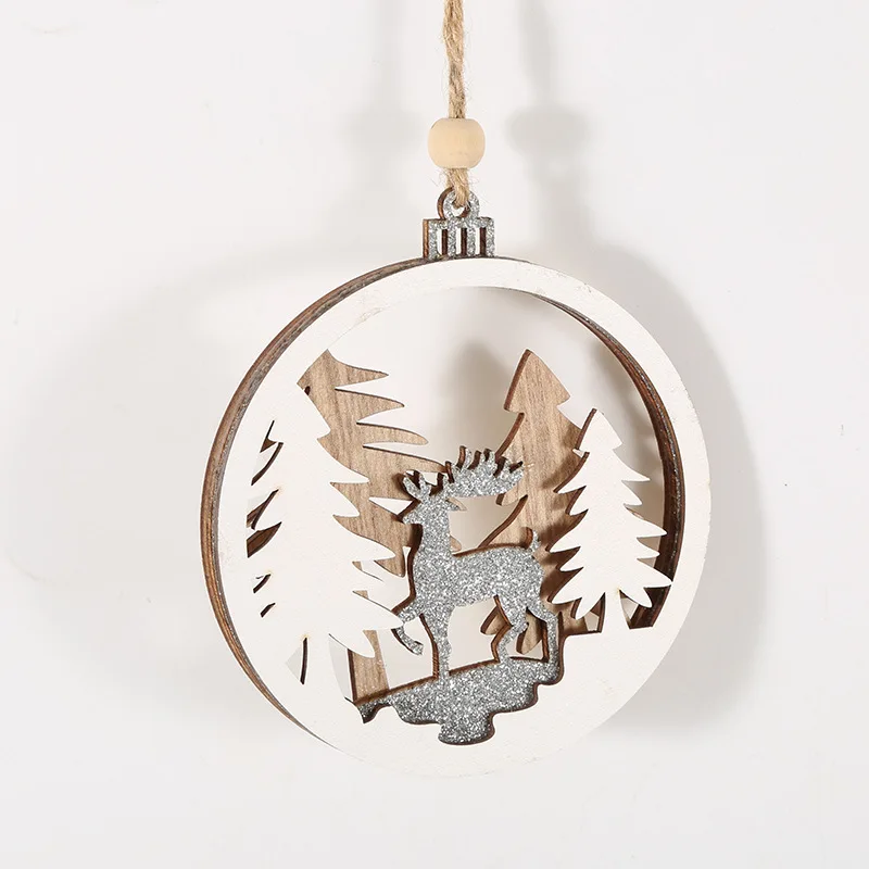 Christmas Elk Pendant Log Cutout Christmas Tree Pendant