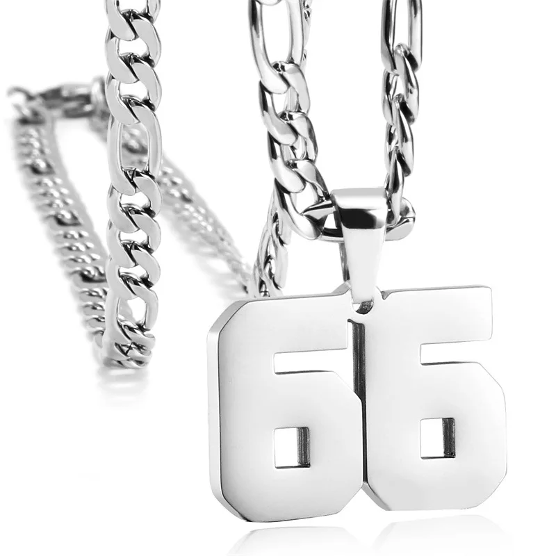 Unisex Stainless Steel Sports Digital Necklace Men Athletes Inspired Baseball/Basketball/Football Teams Number gift children