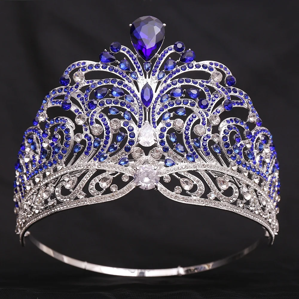 Large Rhinestone Alloy Miss World Beauty Pageant Crowns Runway Accessory Tiara Ornaments Hair Jewelry