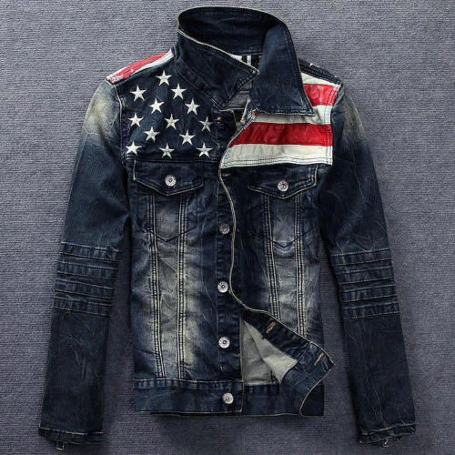 Latest design blue color mens jean jacket mens track jacket