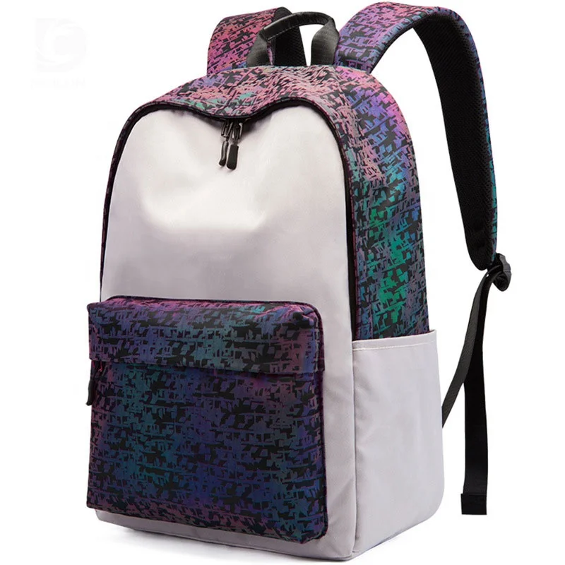 Fashion Design Stylish Night Sport Shiny Nocturnal Luminous Reflective Rucksack Custom Waterproof Womens Student Backpack