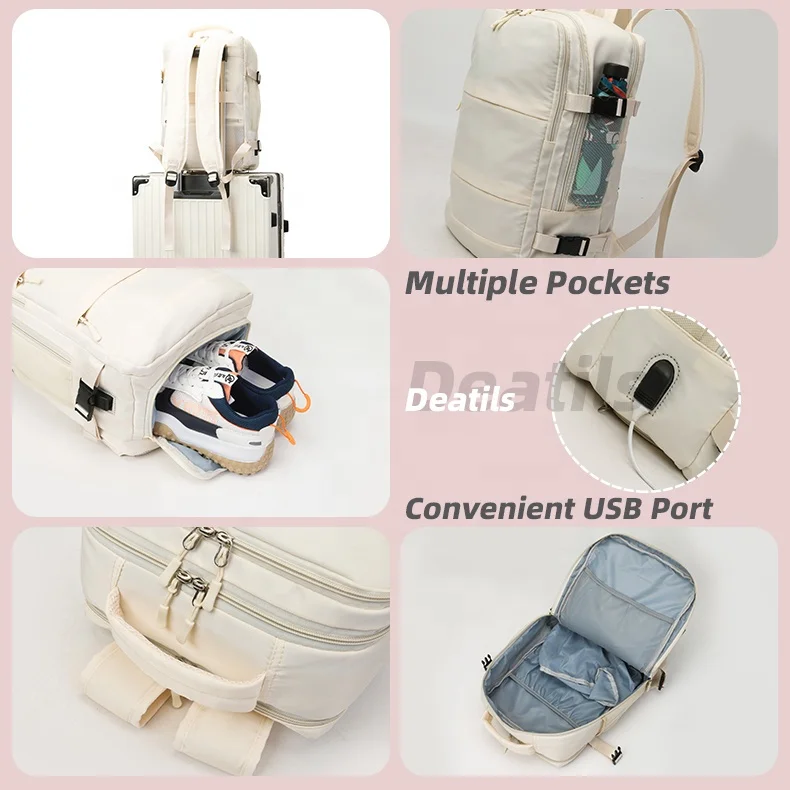 Large Capacity Dry Wet Custom Waterproof USB Charging Port Laptop Luggage Sleeve Weekender Travel Backpack with Shoe Compartment