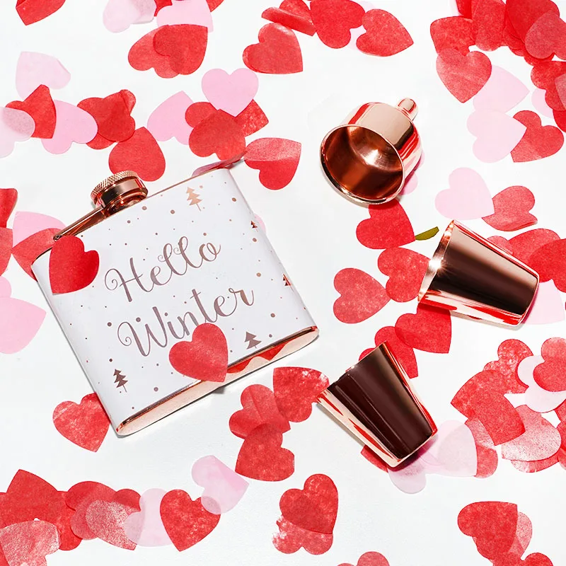 Hip Flask Gift Set, Hip Flasks for Liquor for Lover, 8 Oz Rose Gold Hip Flask Set