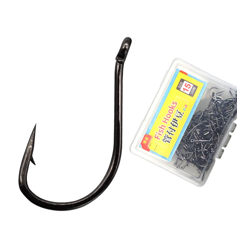 IZUMEZINA Carbon Steel Black Offset Barbed Hooks Carp Fishing Hooks Box Set Fresh Water