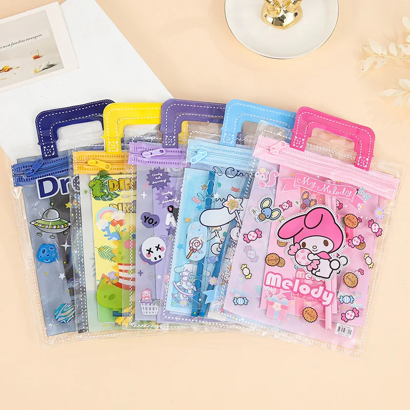 Stationery set elementary school student gift box creative cartoon PVC stationery bag pencil case cartoon stationery set