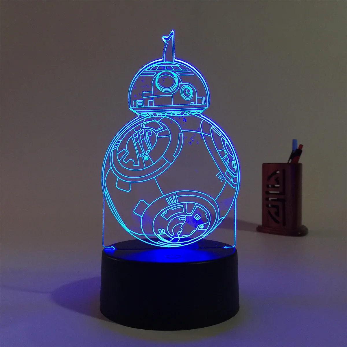 Amazon Hot Sale Night Light Marvel 3D Illusion Lamp Planet Wars Series BB-8 Robot LED Night Light For Kids